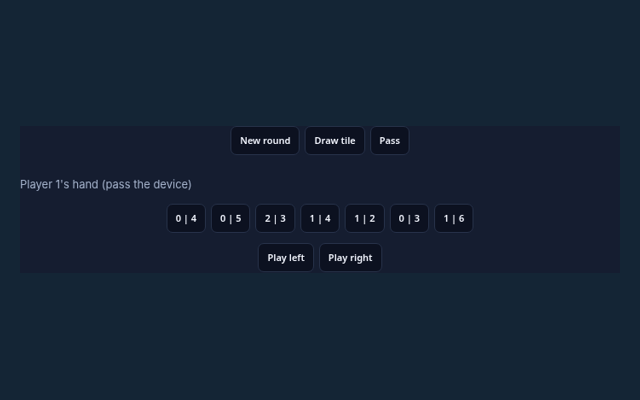 Dominoes playing interface