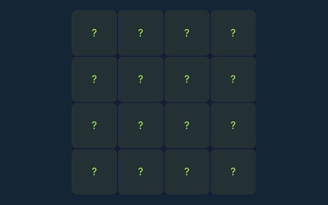 Memory Pairs playing interface