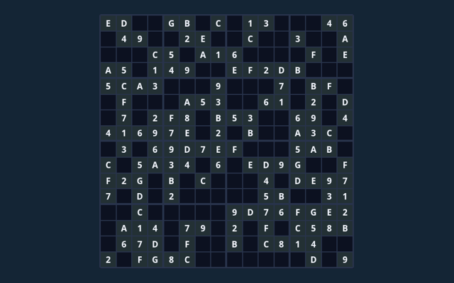 16x16 Sudoku playing interface